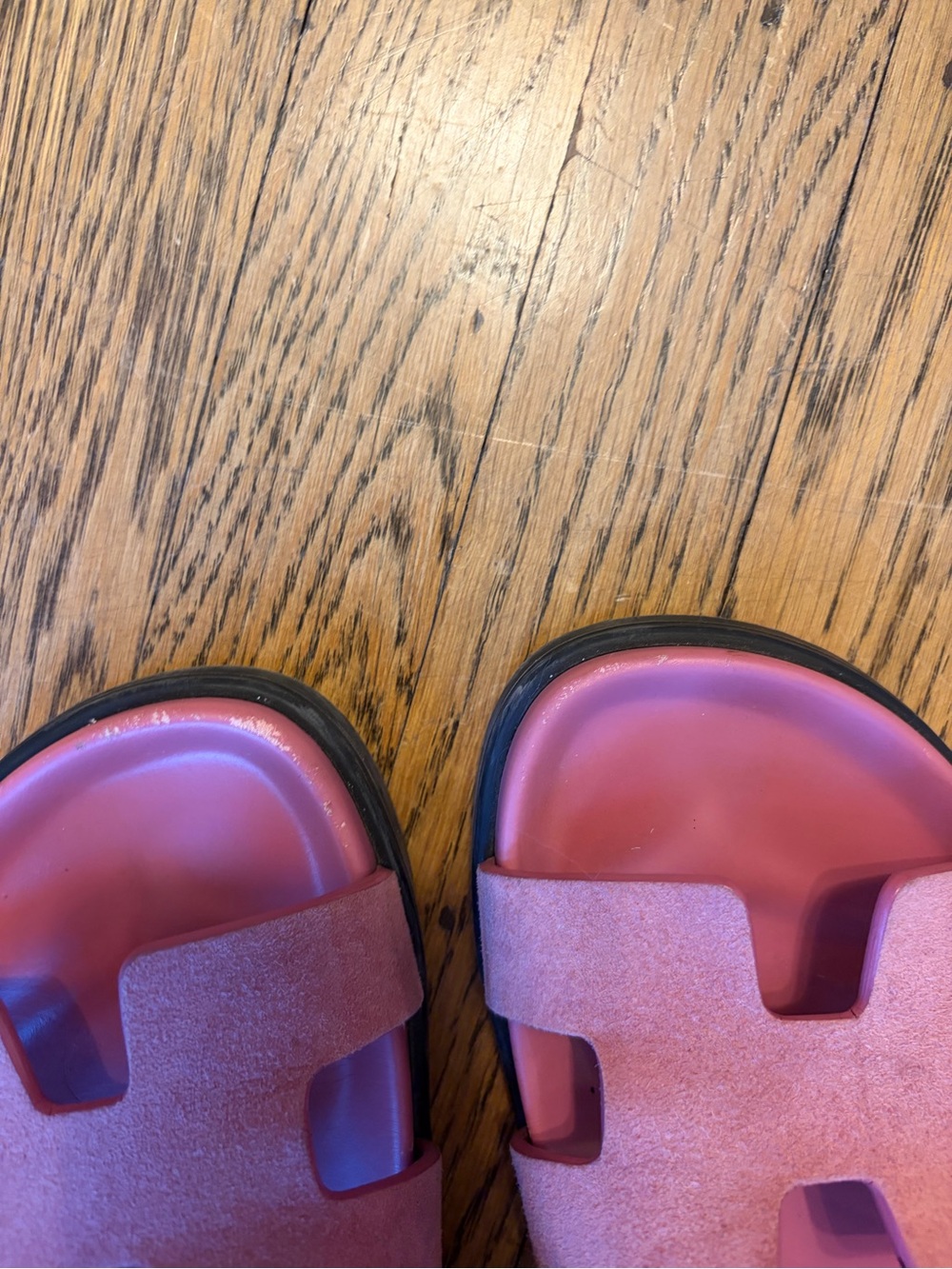 Hermes Pink Suede Oran Slide Sandals - Picture 2 of 4